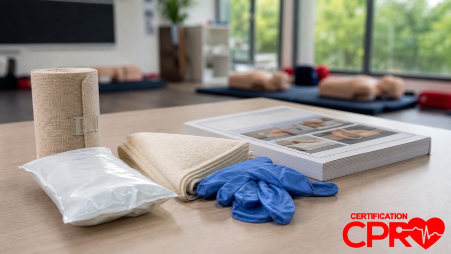 CPR training materials and certification supplies in Tallahassee classroom.